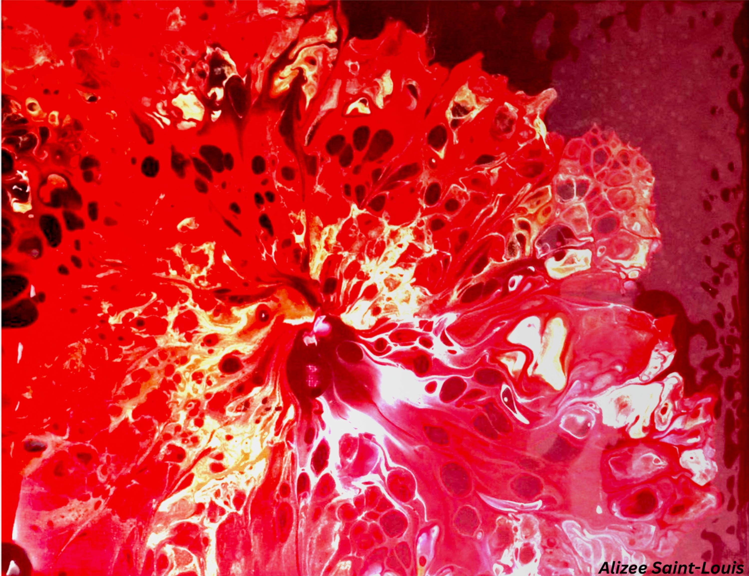 Original Hibiscus painting by Aliz&eacute;e Saint-Louis