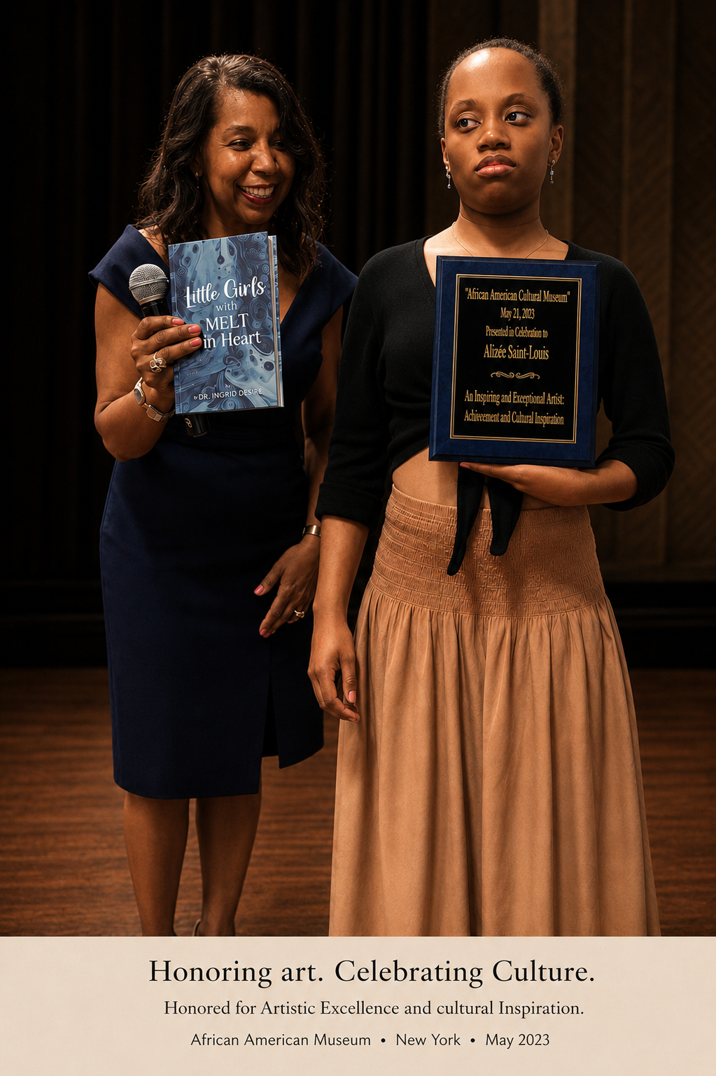 Aliz&eacute;e Saint-Louis receiving recognition at the Honoring Art and Culture Exhibition